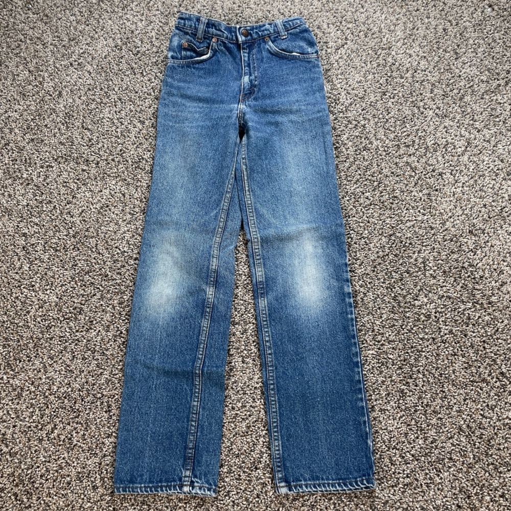Vintage Levi's 747 Orange Tab Jeans Kids 22x27 Jeans USA Made Denim Blue - Picture 2 of 10